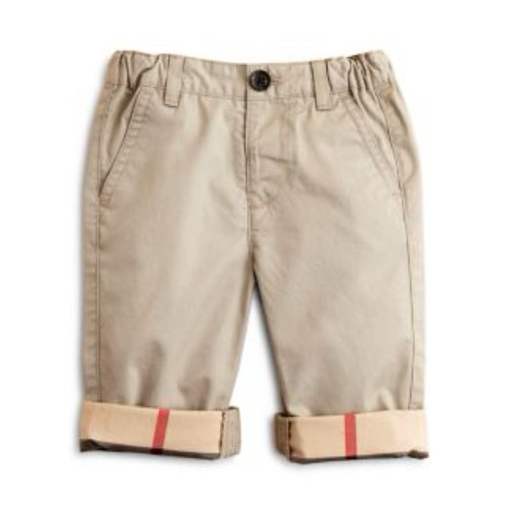 Burberry Tan Kids Shorts with Red Stripe